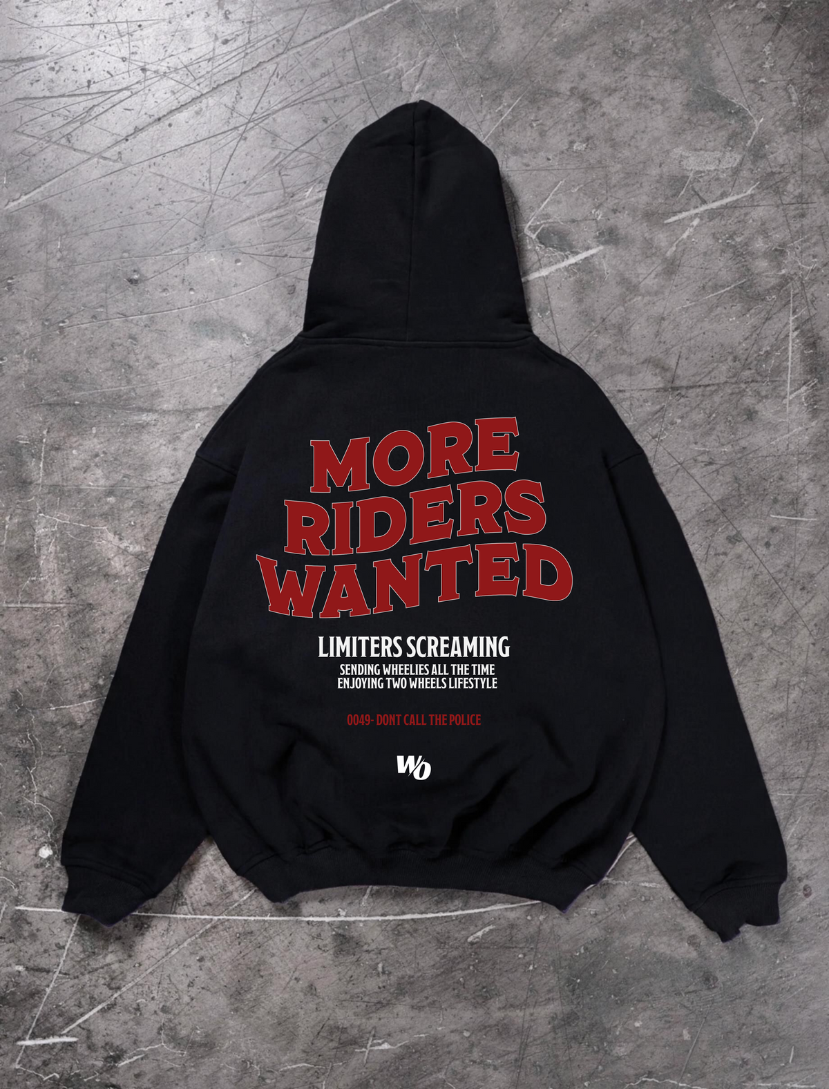 MORE RIDERS WANTED OVERSIZED ZIP HOODIE